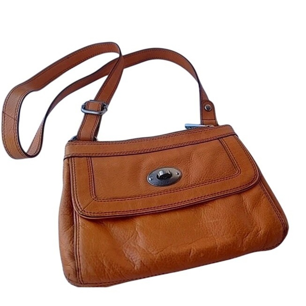 Fossil Orange Leather Crossbody Bag Small  Purse Handbag